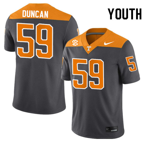 Youth #59 Cody Duncan Tennessee Volunteers College Football Jerseys Stitched-Anthracite